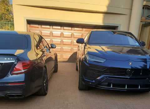 Somizi Mhlongo Cars Lamborghini Urus and Mercedes-AMG E63