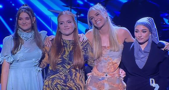 Australian Idol 2023 Bottom 4 contestants, Left to Right: Angelina Curtis, Phoebe Stewart, Amali Dimond, and Noora H.