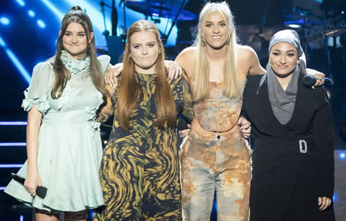Australian Idol Season 8 Bottom 4 contestants, Left to Right: Angelina Curtis, Phoebe Stewart, Amali Dimond, and Noora H