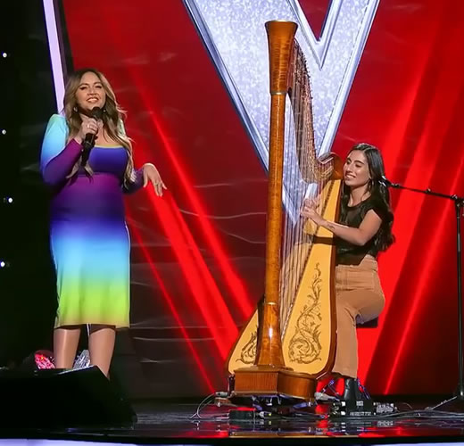 Jessica Mauboy and Liana Perillo performing ‘Been Waiting’ during episode 9 of The Voice Australia Season 12 in 2023