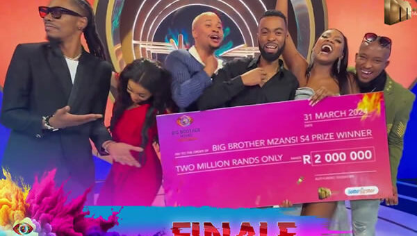 McJunior celebrates with a R2 million cheque after winning Big Brother Mzansi Season 4 in 2024